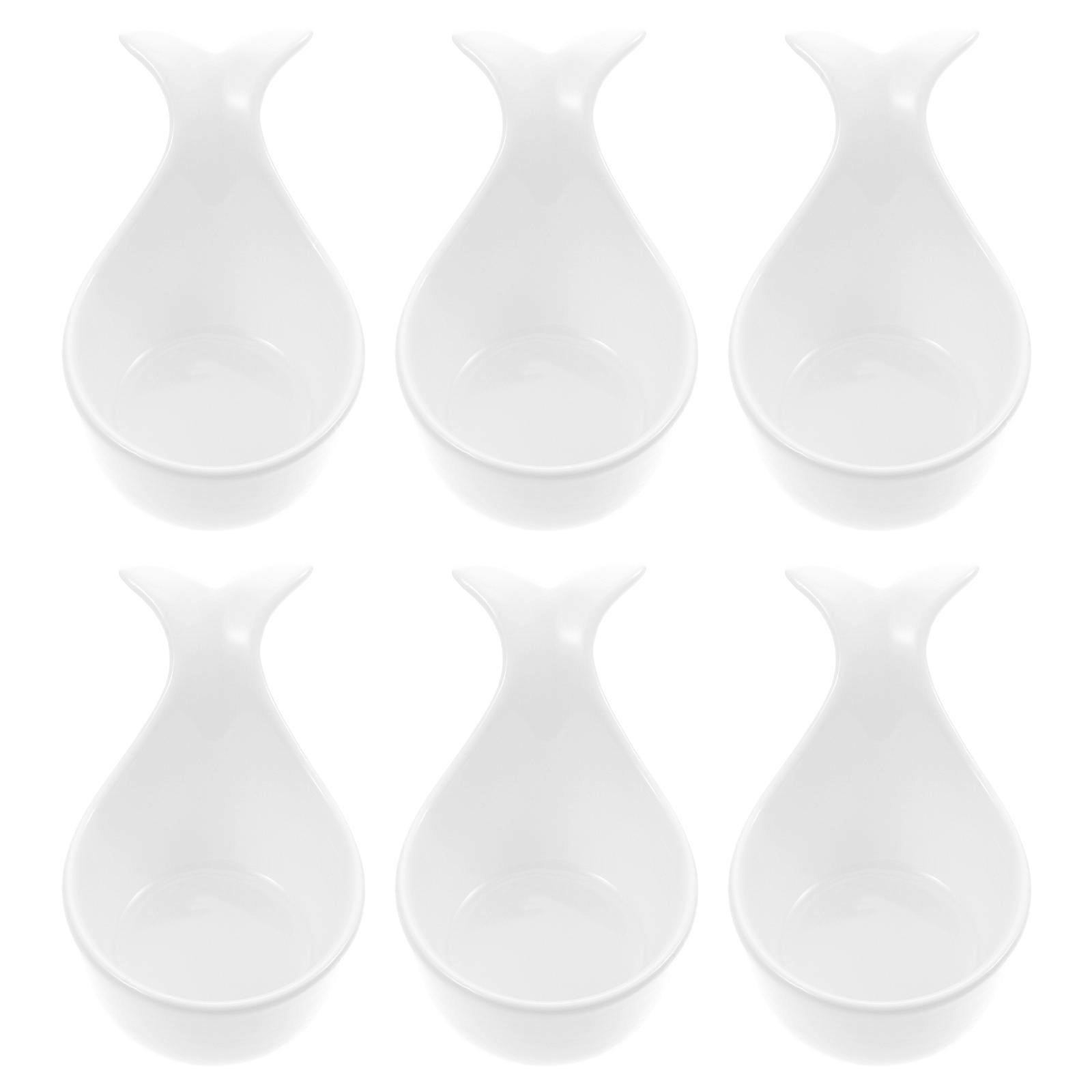 Whale Tail Shape Ceramic Sauce Dish for Condiment Serving 6Pcs
