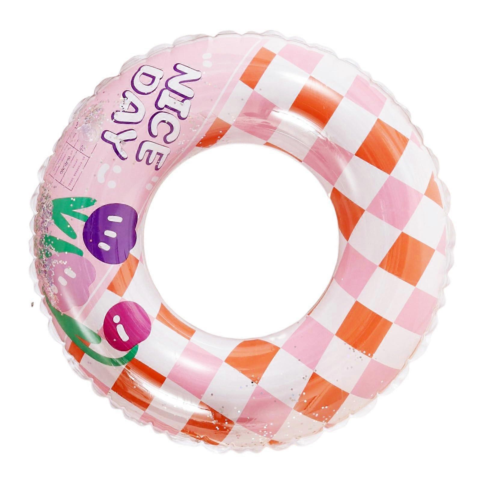 Rainbow Inflatable Swim Ring for Adults, Thick PVC Swimming Pool Float with Sequins, LeakProof Design