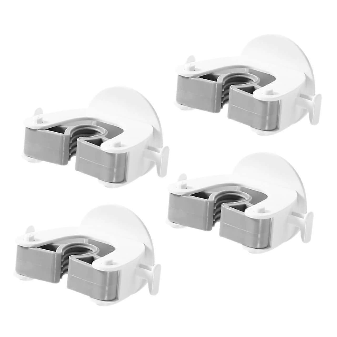 4pcs Strong Adhesive Broom Holder Wall Mount Mop Organizer for MultiPurpose Storage Grey