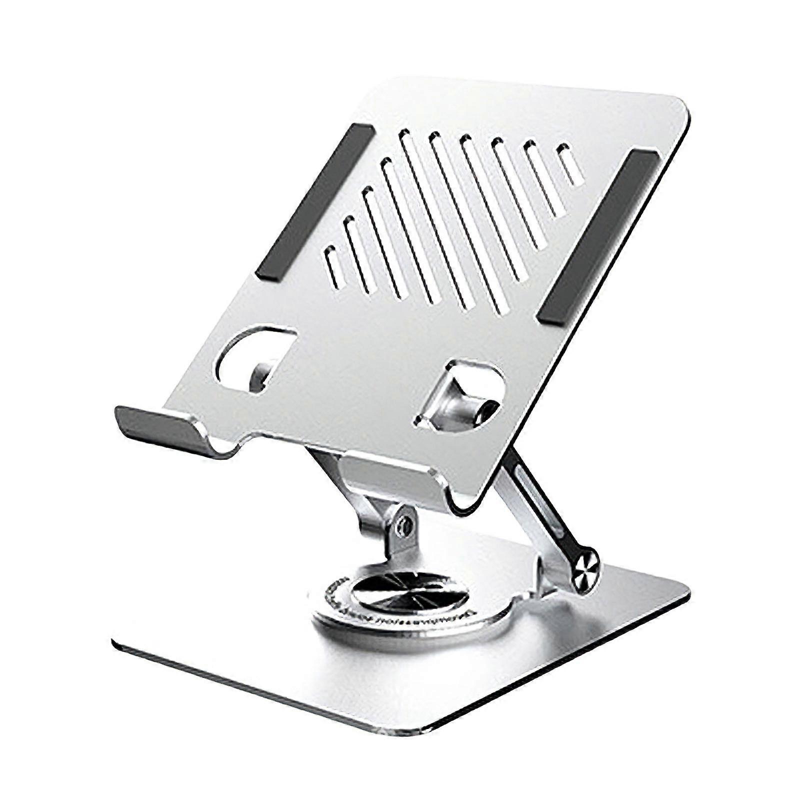Adjustable Tablet Stand with 360 Degree Rotatable Base Foldable Tablet Holder for Mobile Phone Desk Ergonomic Notebook  Silver