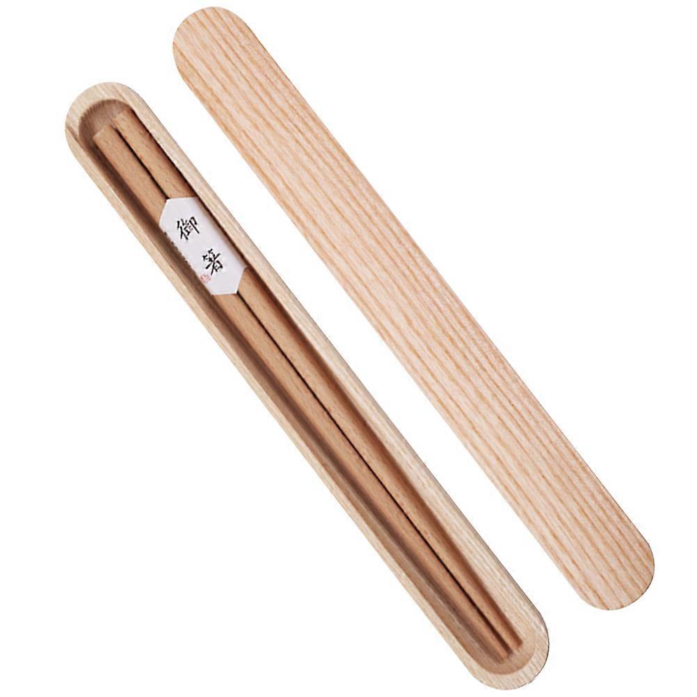 Wooden Chopsticks Set for Eating with Pull Type Box 1Set