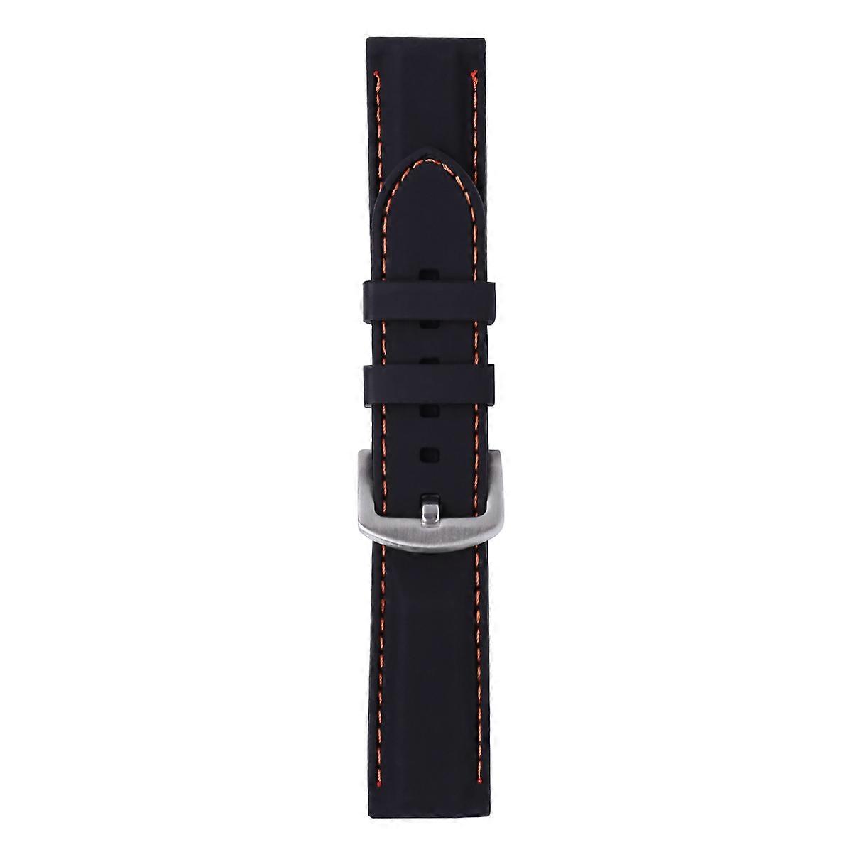 20mm Watch Strap Silicone Watch Band for Replacement 2Pcs Black with Orange String