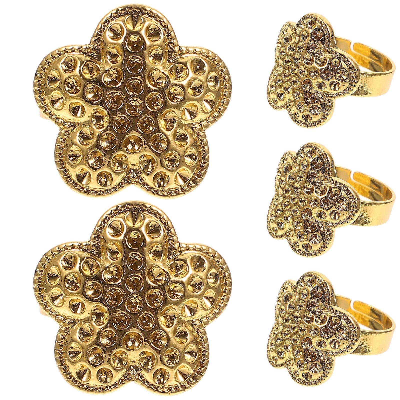 Hand Sewing Needle Thimbles Protective Finger Covers 5Pcs Golden Set