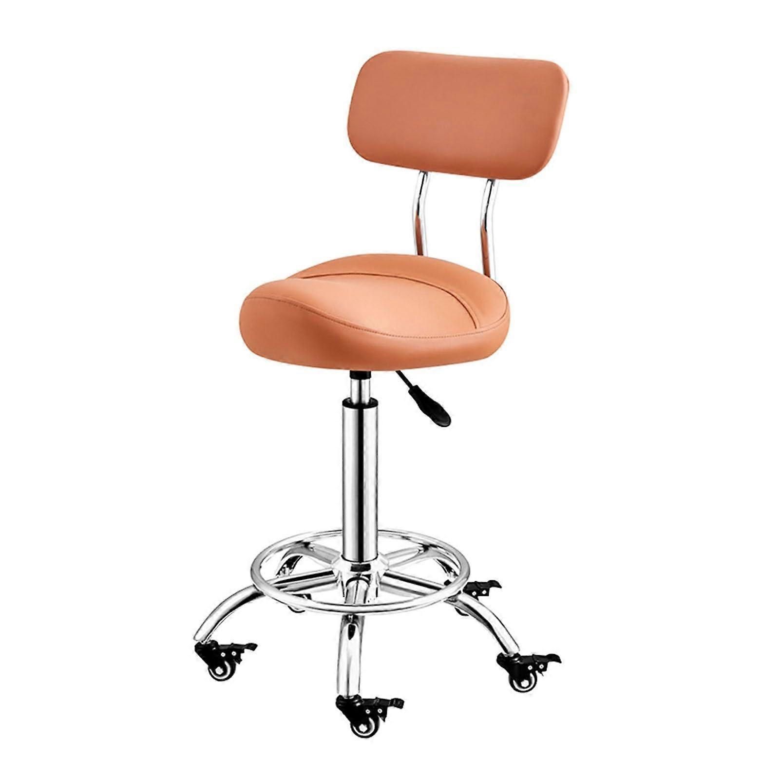 Ergonomic Saddle Stool with Back Support, Adjustable Height, Rolling Wheels for Office and Salon