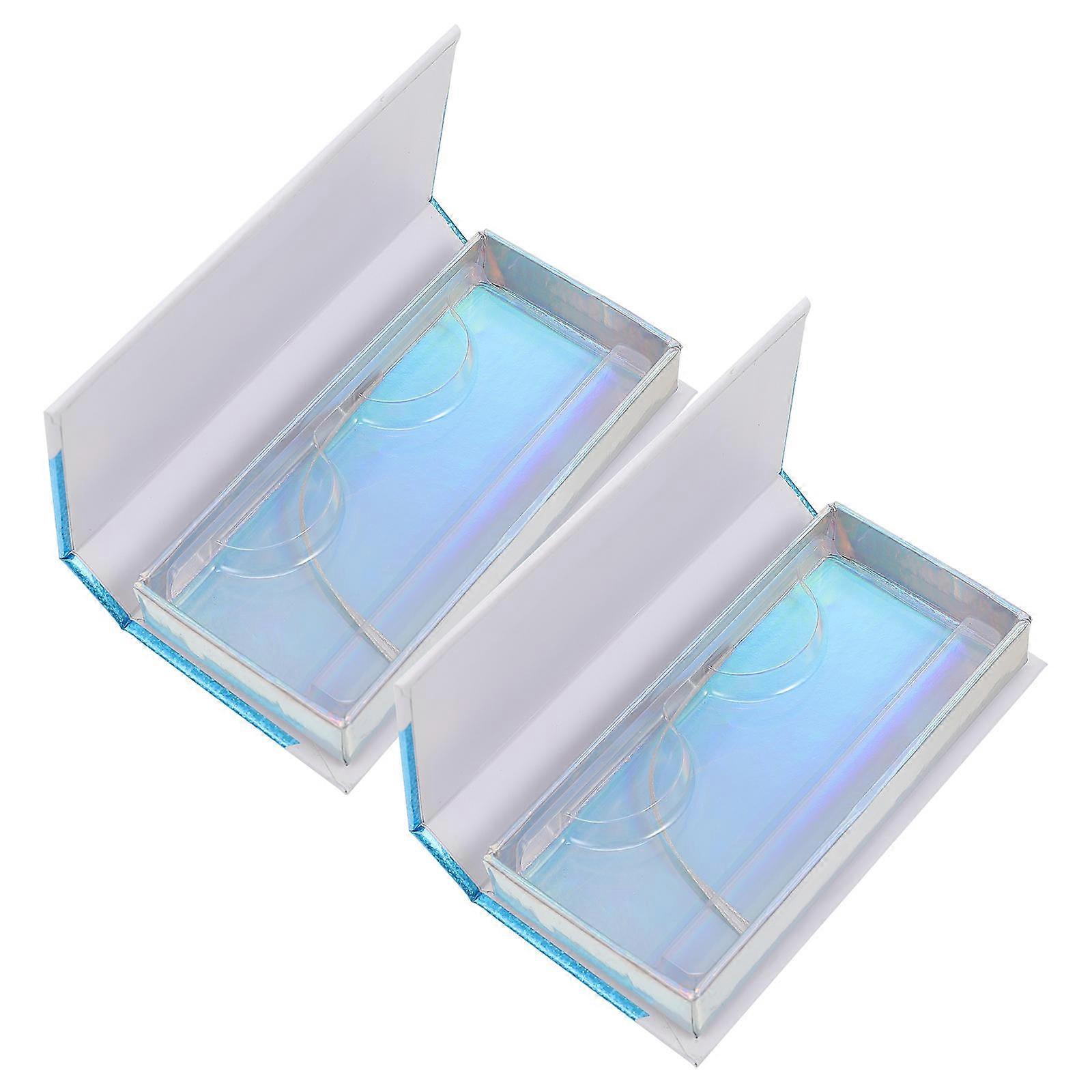 Blue Eyelash Case Paper False Eyelash Storage Box for 2Pcs Packaging