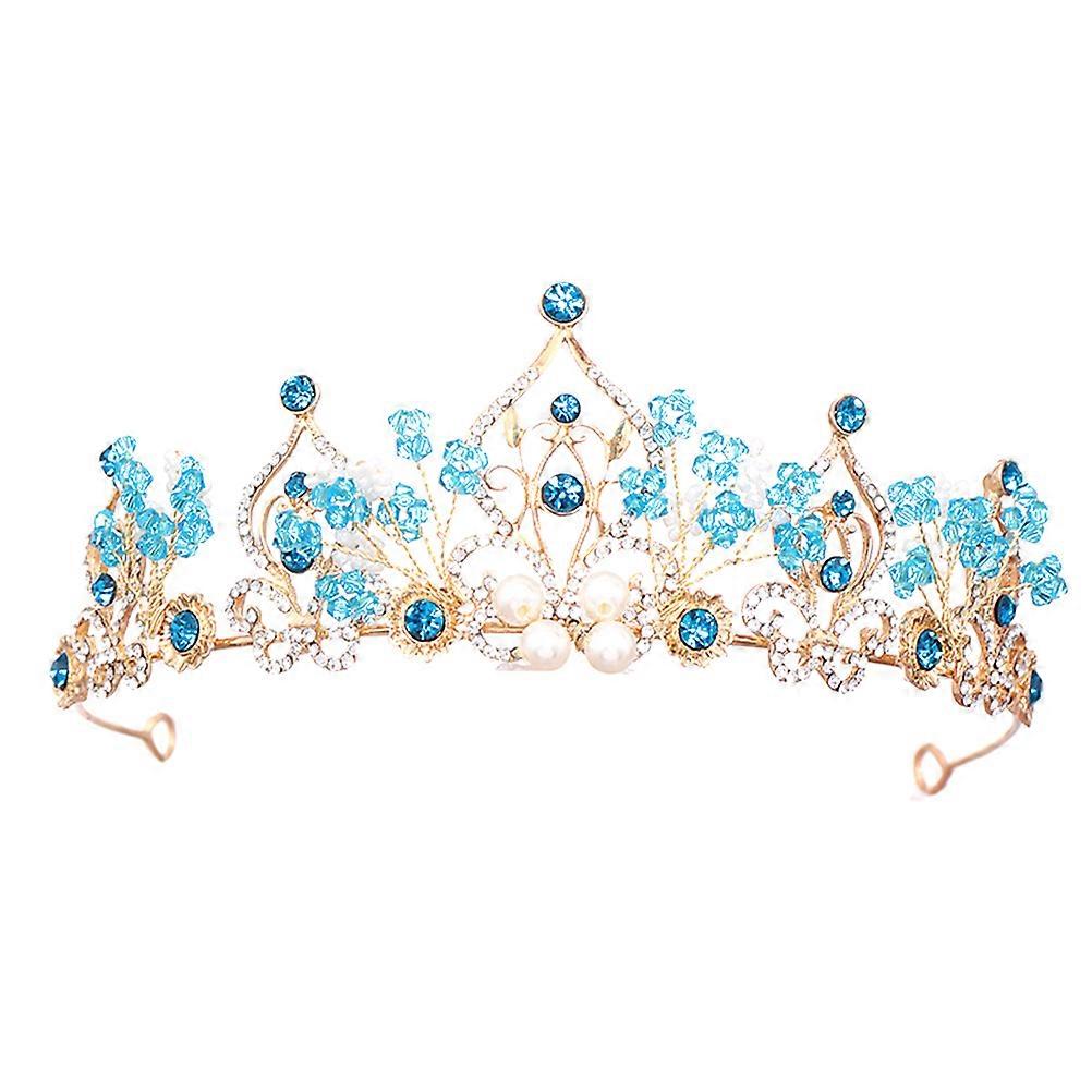Blue Alloy Girl Crown Tiara Headdress for Parties and Decor Durable Little Girl Accessories