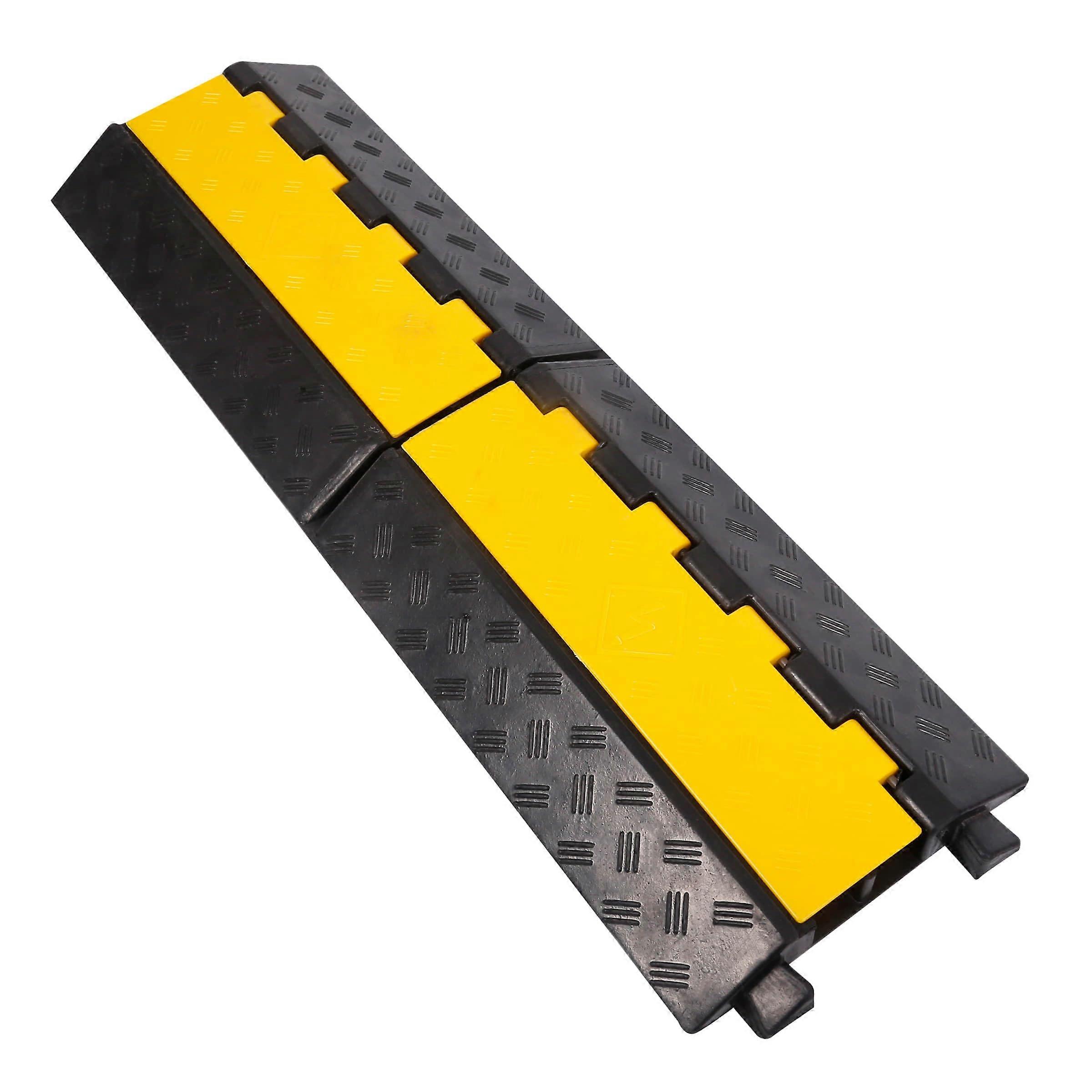 Cable Protector Ramp Heavy Duty 2 Channel 22000Lbs Load Capacity Outdoor Rubber Cord Cover for Driveway