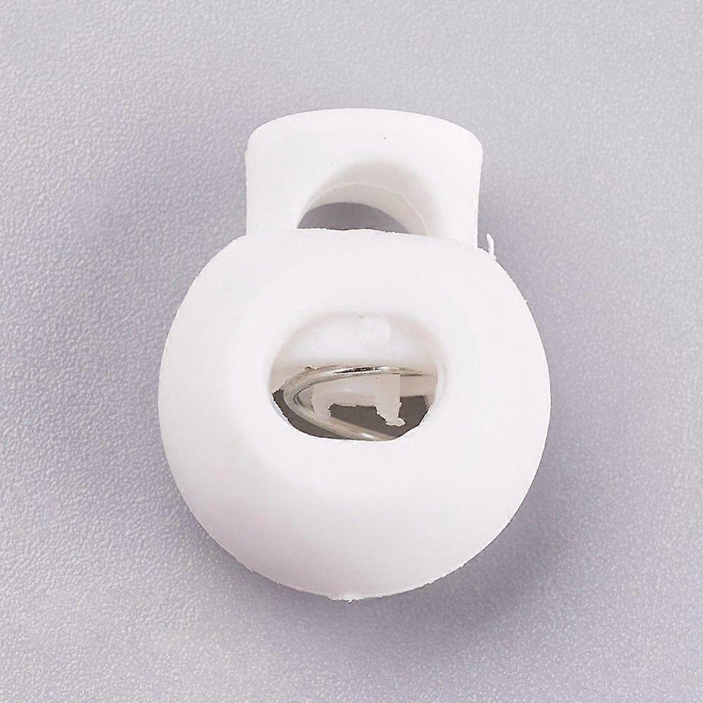 Plastic Iron Spring Cord Locks White 15x20x15mm Hole: 6x4mm
