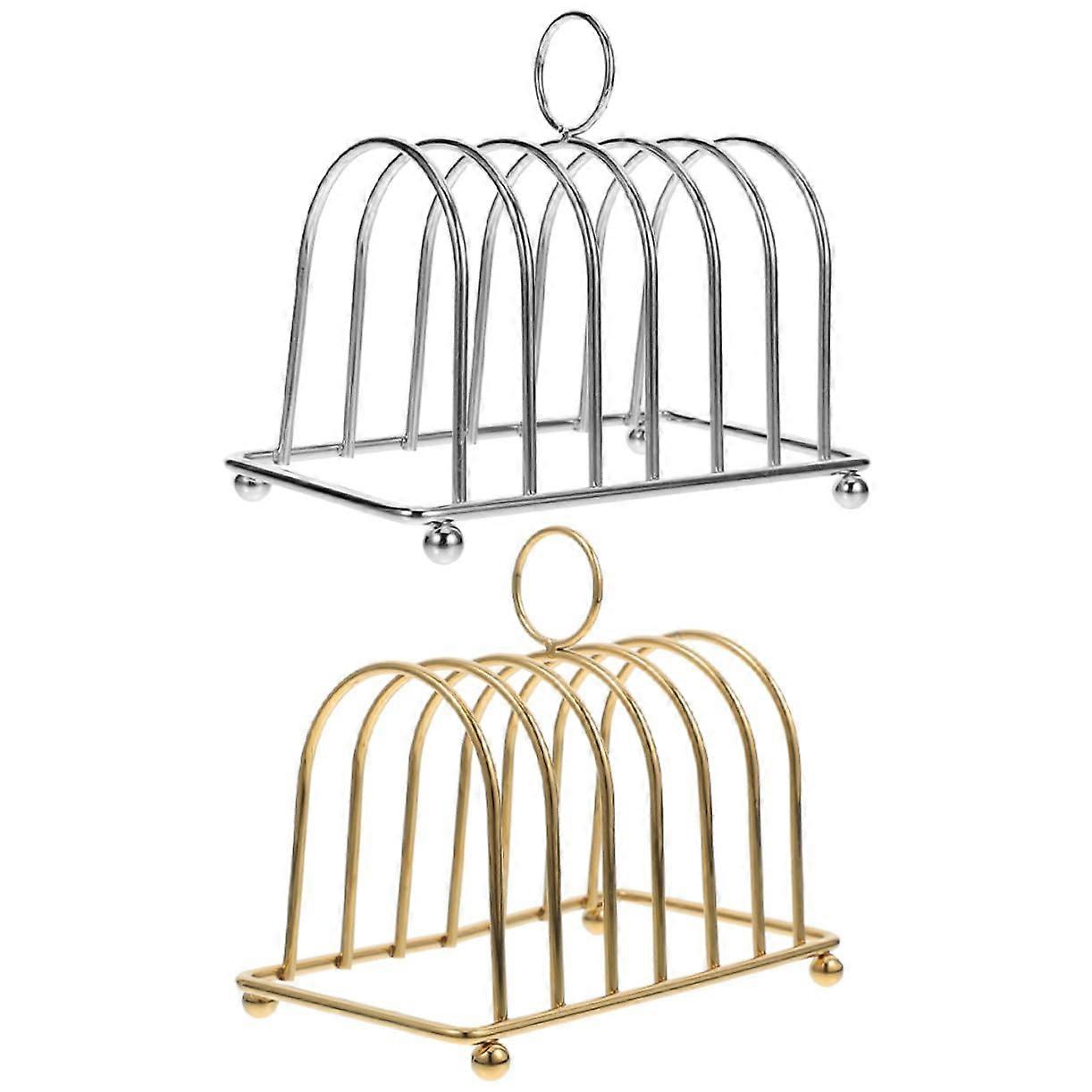 2pcs Stainless Steel Toast Rack Vertical Bread Slice Holder Keeps Bread Fresh for Kitchen Display