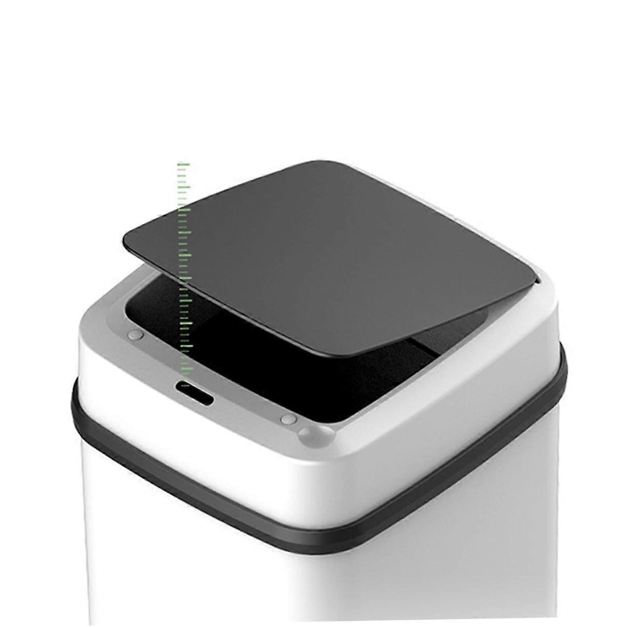 Smart Trash Can with Motion Sensor, Large Capacity Automatic Garbage Bin, Silent Lid, No Battery Required