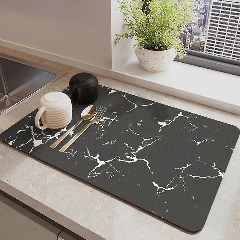 Dish Drying Mat Diatomaceous Earth Quick Drying Absorbent Marble Pattern 30x40cm AntiSlip