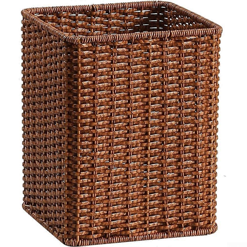 Large Capacity Wicker Trash Bin with Open  for Kitchen Living Room Bathroom Use