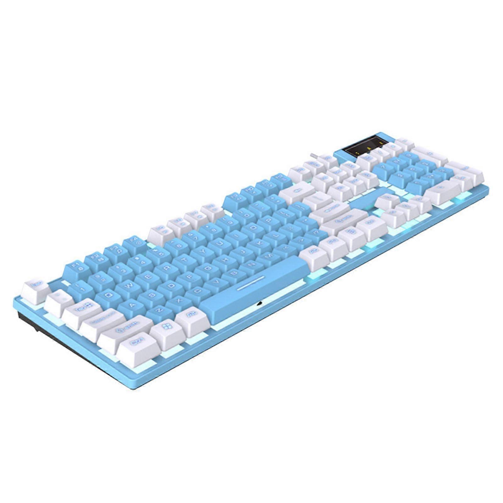 Wired Gaming Keyboard with Rainbow LED Backlight, Spill Resistant, Ergonomic Blue and White