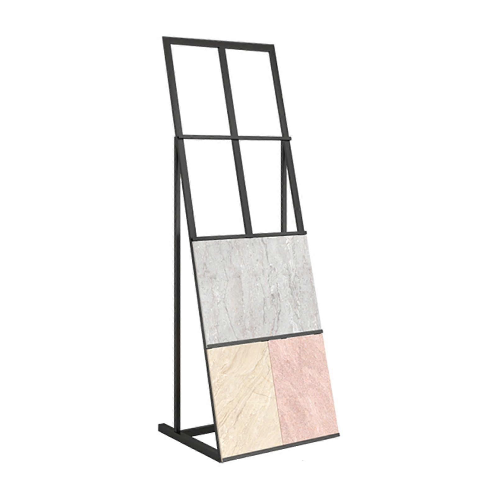 Metal Floor Tile Display Stand Rack with MultiTier Shelf for Porcelain Samples, Black