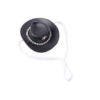 Hatter for små dyr Mini-cowboyhatt med strass- og stjernedesign til hamstere, liten kjæledyrhatt, kostymetilbehør