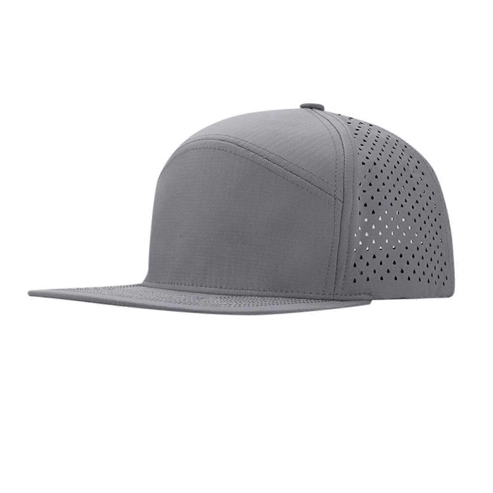 Men Flat Brim Baseball Cap Adjustable Performance Snapback Hat Perforated Cap
