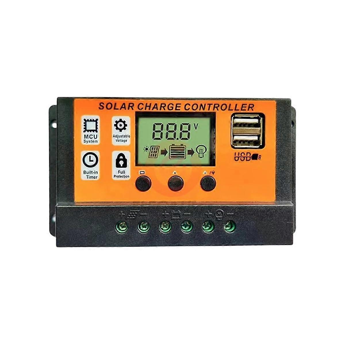 100A Solar Charge Controller 12V 24V with LCD USB, Adjustable Voltage for OffGrid Battery Charging