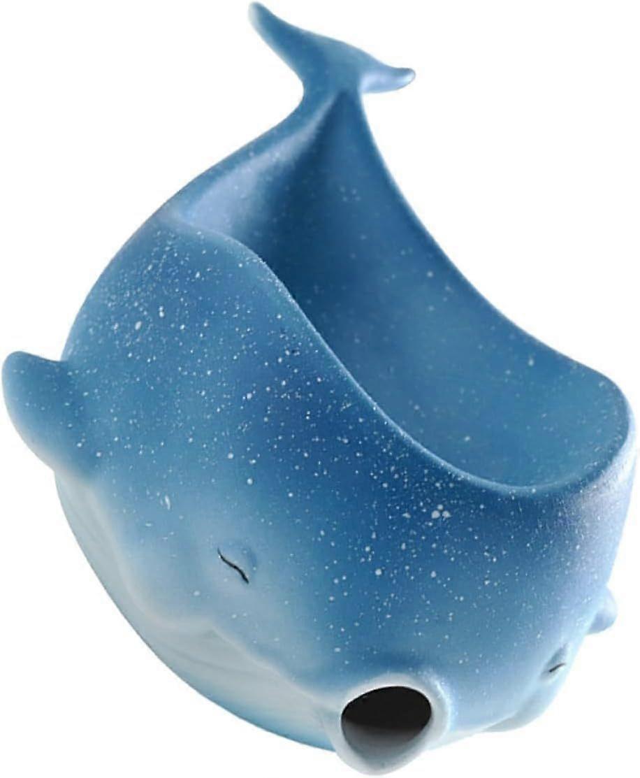 Whale Shape Ceramic Soap Dish with Self draining Design