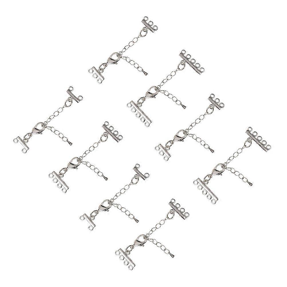 Adjustable Bracelet Extender Chains Silver Stainless Steel 8Pcs Set