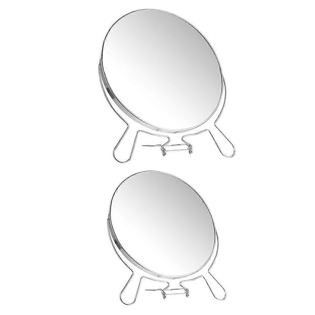 Silver Double-Sided Cosmetics Mirror Practical Tabletop Mirror 2Pcs for Daily Use