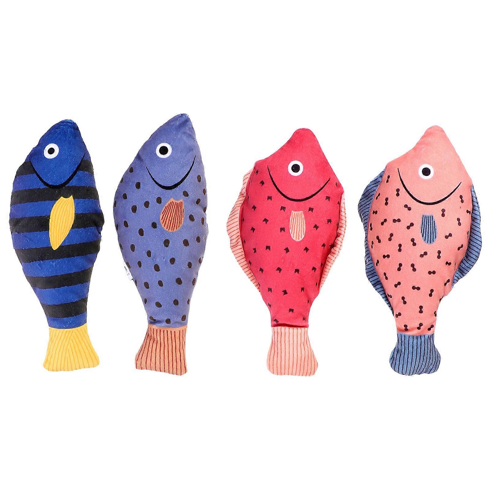 Cat Toy Fish Shape Plush for Interactive Use with 4Pcs Set