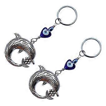 Creative Dolphin Shape Keychain 2Pcs Captivating Evil Eye Artwork For Decoration And Everyday Accessories