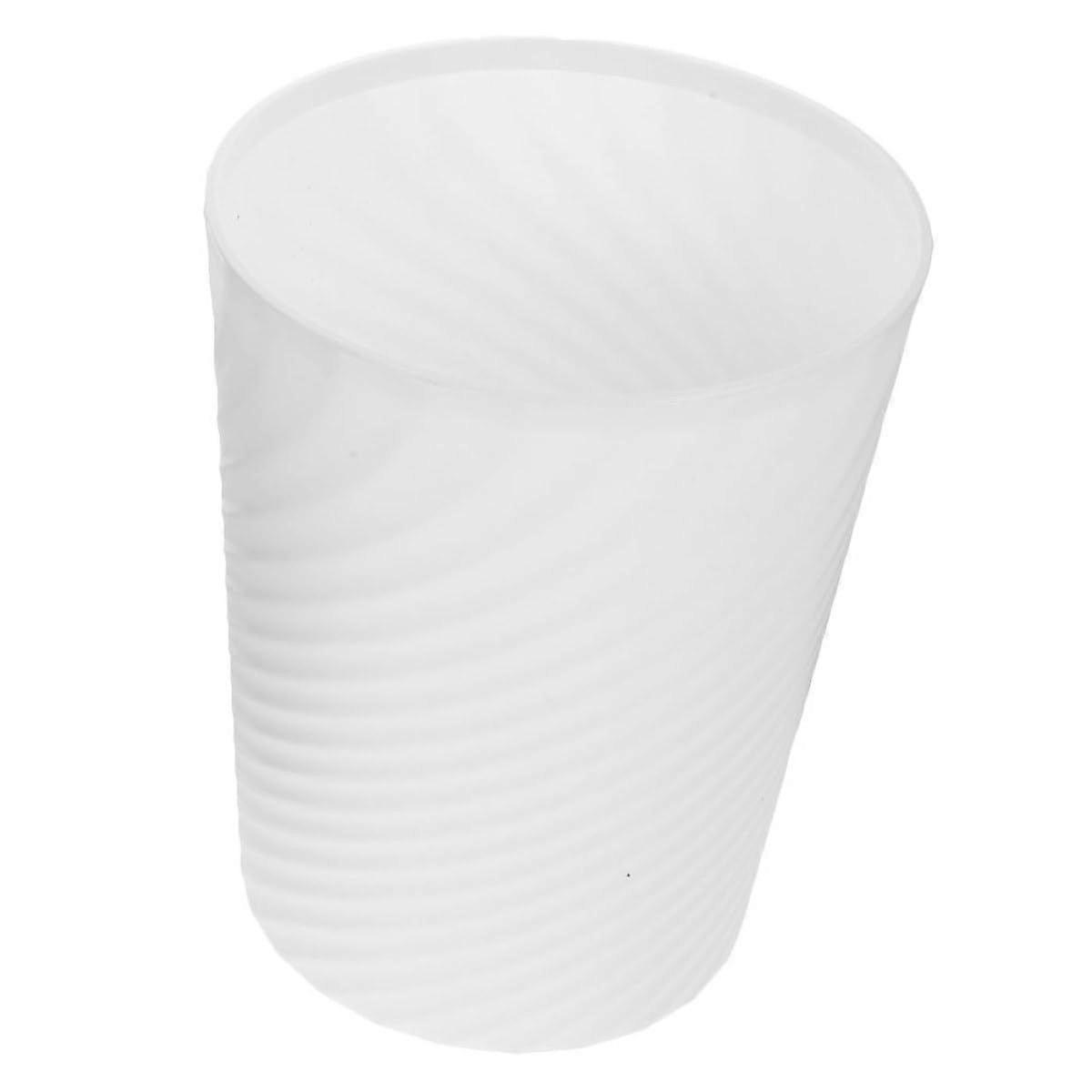 Small Plastic Trash Can with Press Ring Lid White Compact