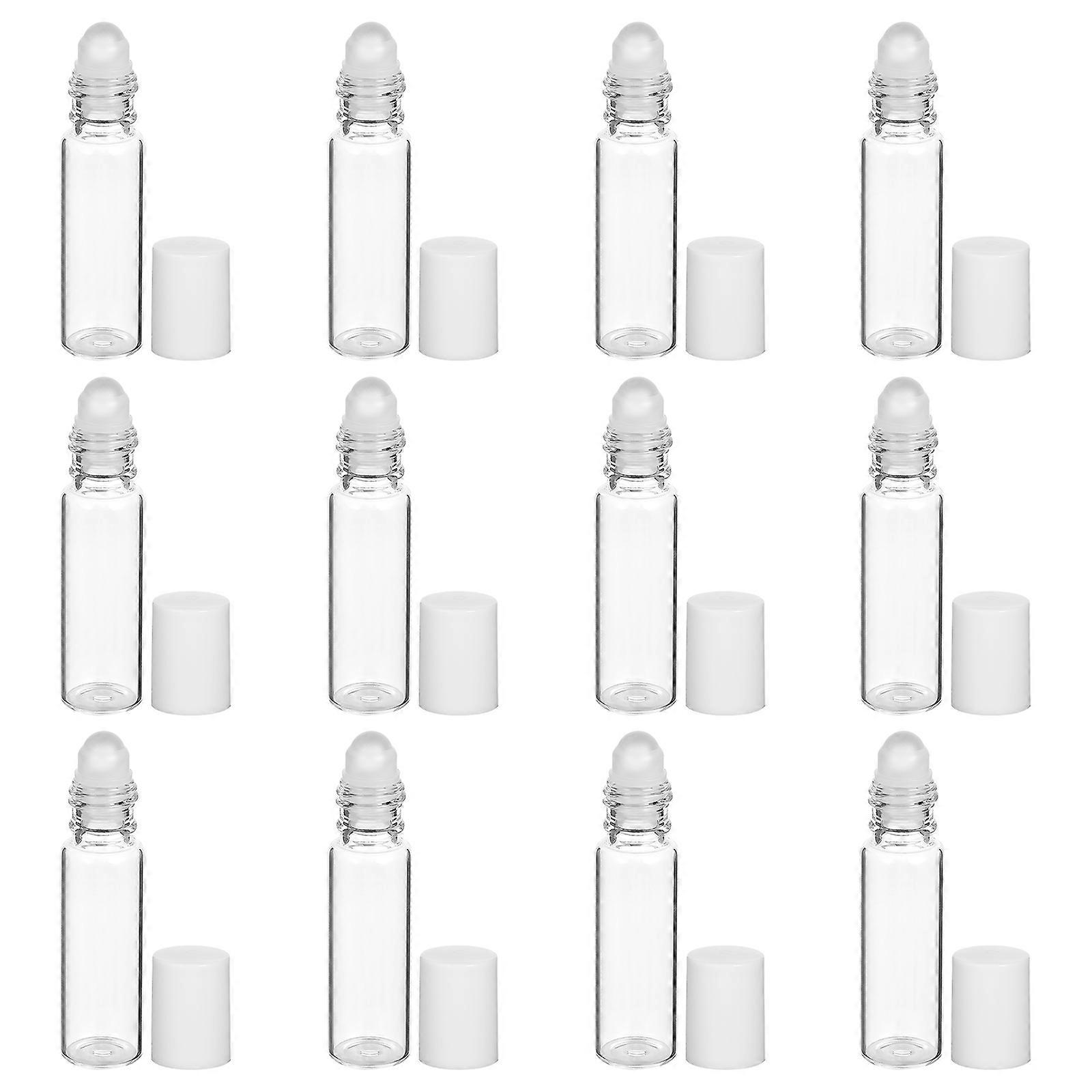 12st tomma eteriska oljerullflaskor glasrulle på flaskor påfyllningsbara rollerballflaskor (5ML)