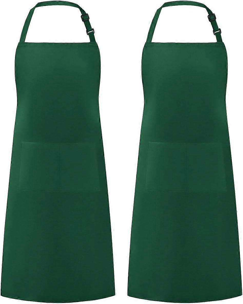 2 Pack Adjustable Bib Apron Waterdrop Resistant with 2 Pockets Cooking Kitchen