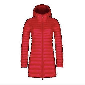 Herbst und Winter Neue Mode Daunenjacke Frauen Dünne Lange Kapuze Koreanischer Stil Schlank Große Größe Einfache Jacke