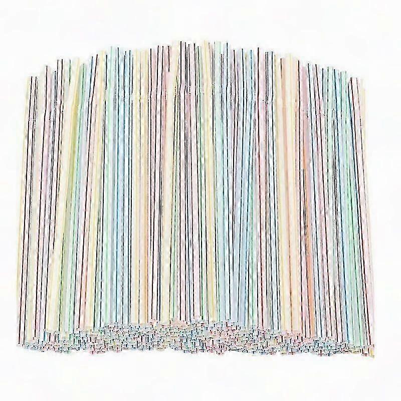 500pcs canudos de plástico 8 polegadas de comprimento multi-colorido listrado bedable