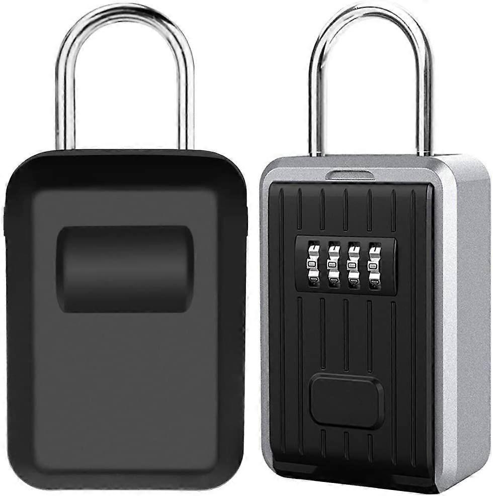 Wall Mounted Security Key Box Key Box with 4 Digit Numeric Code, Extra Large Lock Box Outdoor Key Safe with Handle, XL Size Coded Key Box (Black)