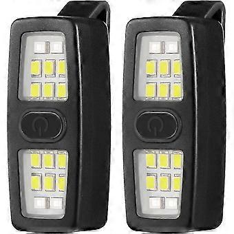 2 stuks kleine oplaadbare lampjes, hardlooplampjes met clip, geschikt voor hardlopers, fietslampjes, ook geschikt voor het uitlaten van de hond in het donker.