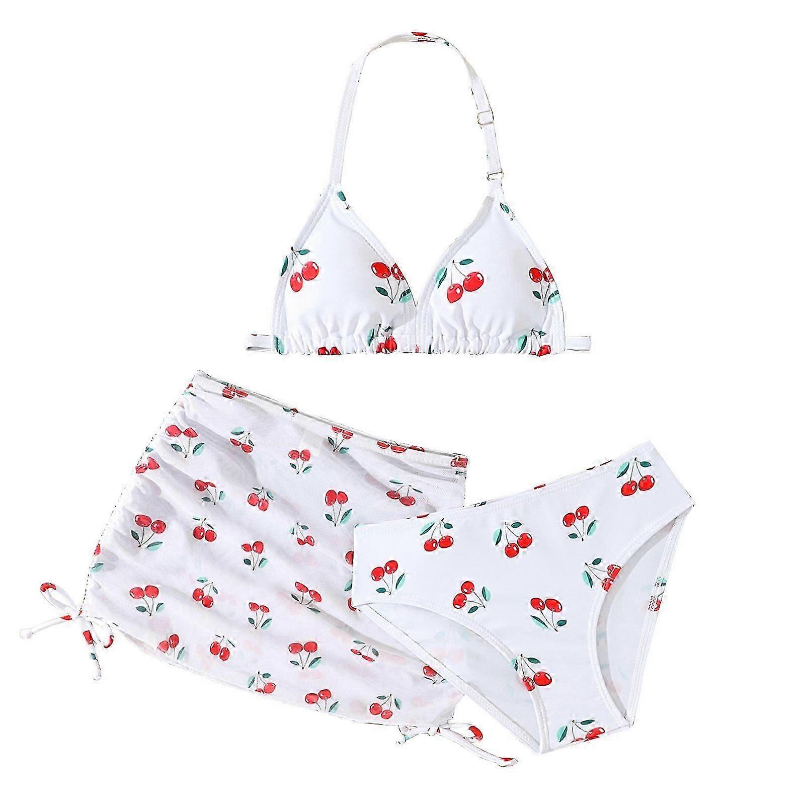 Dreiteiliges Kindermädchen Bikini Split Badeanzug-Set