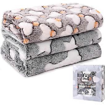 Latest Soft Warm Flannel Fleece Pet Blanket 3Packs, Star Pattern Washable Sleep Mat Throw for Kitten Puppy Small Dogs