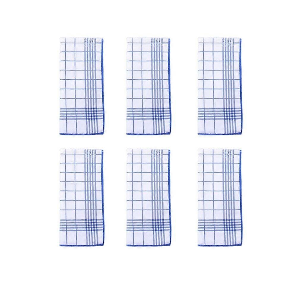 6 Pieces Durable Large Checkered Kitchen Towel Rectangular Absorbent Dishcloth Soft Quick-Dry Napkin Tableware