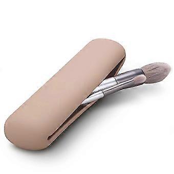 Portable Magnetic Anti-Fall Travel Makeup Brush Holder Case for Cosmetic Brushes - Khaki