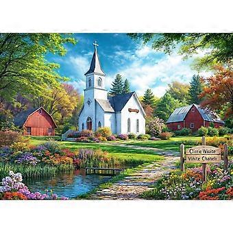 Sacred Serenity: Puzzles for Adults and Up - A Divine Tapestry of Church Clouds GreeneryFlowers SQZ1125