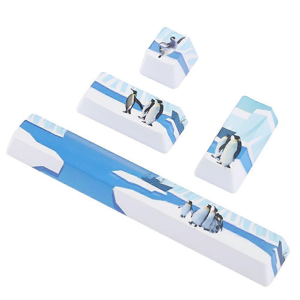 Penguins Pattern Keycaps Kit SpaceEScEnterNumpad Enter Key Cap for Mechanical Keyboard(Penguins Pattern, 4Pcs )