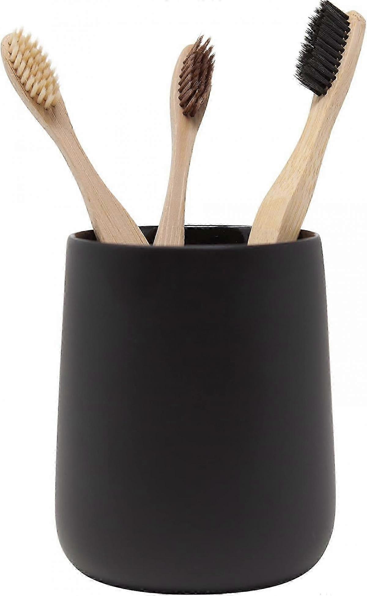 Matte Black Toothbrush Holder compatible with Bathroom - Toothpaste Holder and Cup
