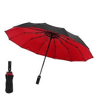 Automatic Folding Windproof Travel Umbrella for Adults with Ergonomic Soft Handle and Durable Black Canopy