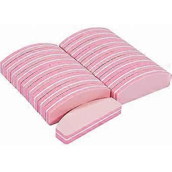 Mini Nail Buffer Block Kit, 20pcs Half Moon Nail Files and Buffers, Pink Manicure Tools Set
