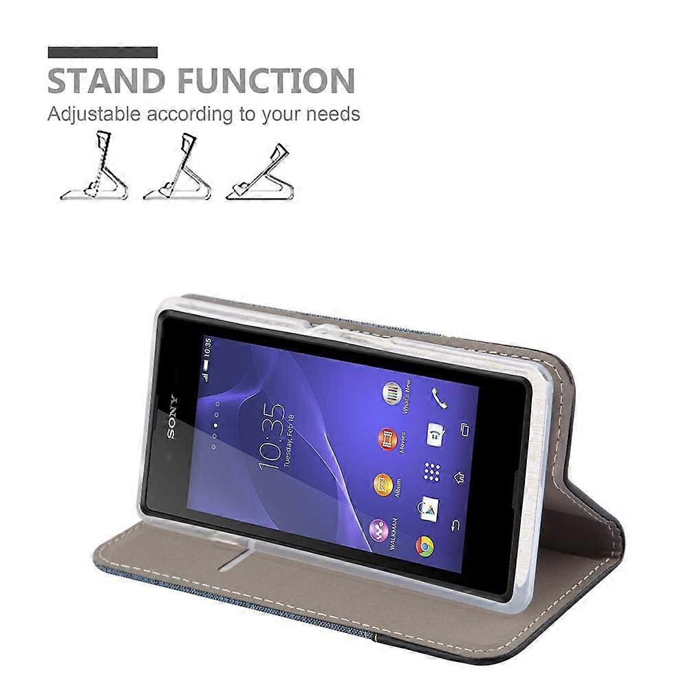 Case compatible with Sony Xperia E3 - protective case in denim look and stand function