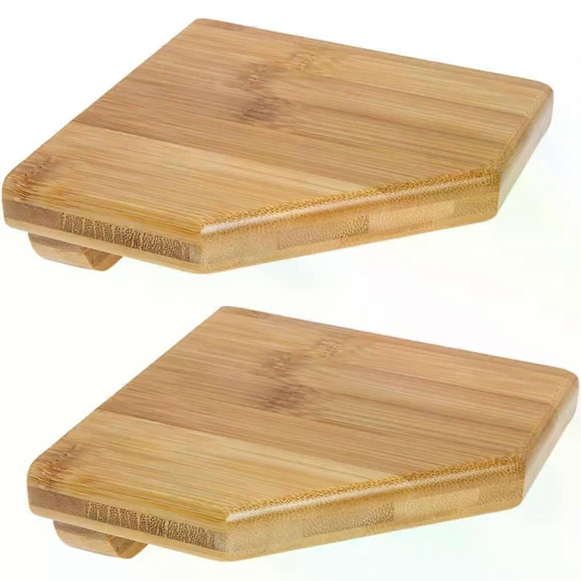 2pcs Bamboo Corner Floating Shelf Wall Mounted Space Saving