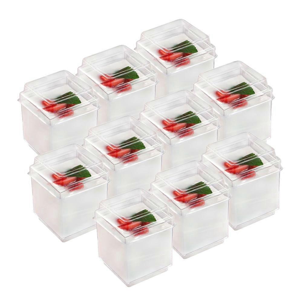 Plastic Jelly Cup Transparent Square Container for Storage 20Pcs Set