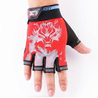 Cycling Gloves Half Finger for Children Outdoor Sports Red