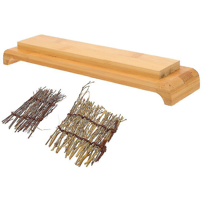 26X6.5cm Light Brown Sushi Mats 1 Set Japanese-style Sashimi Sushi Tray Sushi Serving Plate For Rest