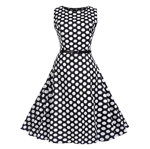 2022 Summer New Fashion Outlet Women's Retro Hepburn Style Waist-length Skirt Dress With Belt