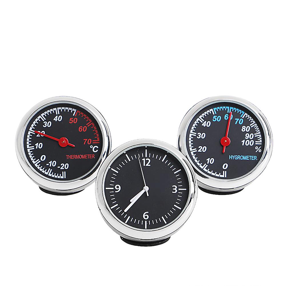 3Pcs Car 4cm Quartz Hygrometer for Time Clock Temperature Thermometer Moisture M
