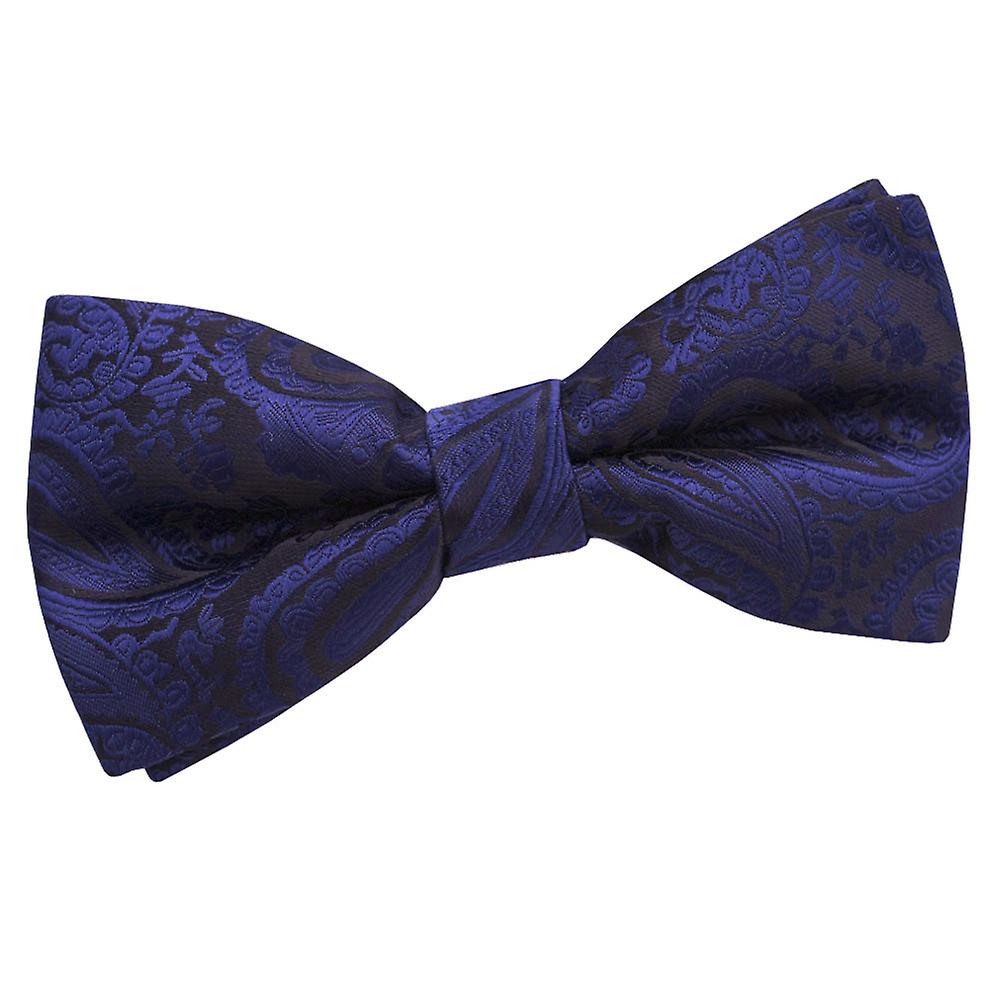 Navy Blue Paisley Pre-Tied Bow Tie